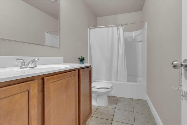 408 Prescott Ln, Fort Worth, TX 76036 - bathroom featuring vanity, toilet, shower / tub combo with curtain, and tile patterned flooring