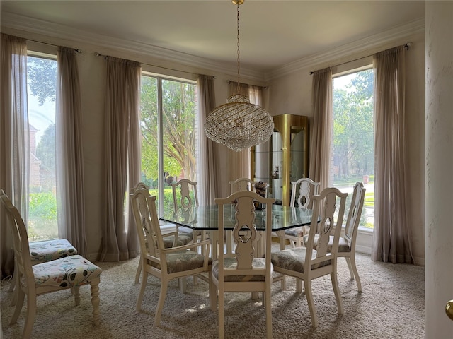 5812 Braemar Dr, Plano, TX 75093 - dining space with carpet flooring, healthy amount of natural light, and ornamental molding
