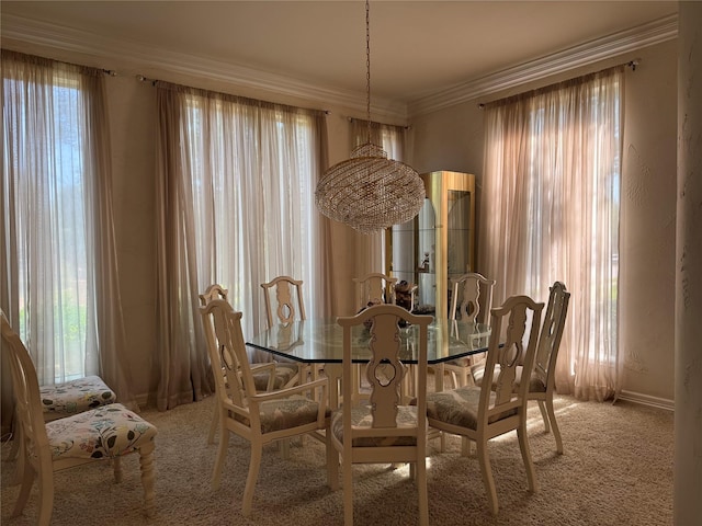 5812 Braemar Dr, Plano, TX 75093 - carpeted dining space with crown molding