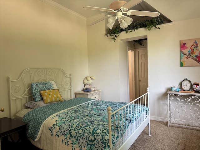 5812 Braemar Dr, Plano, TX 75093 - carpeted bedroom featuring ornamental molding, baseboards, and ceiling fan