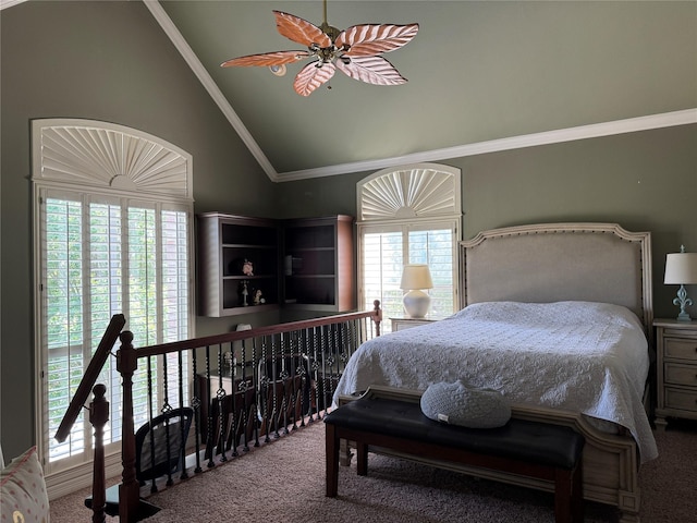 5812 Braemar Dr, Plano, TX 75093 - bedroom featuring carpet, lofted ceiling, and multiple windows