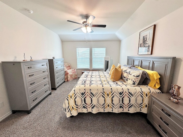 1416 Blossom Court Dr, Princeton, TX 75407 - bedroom featuring carpet floors, lofted ceiling, and ceiling fan