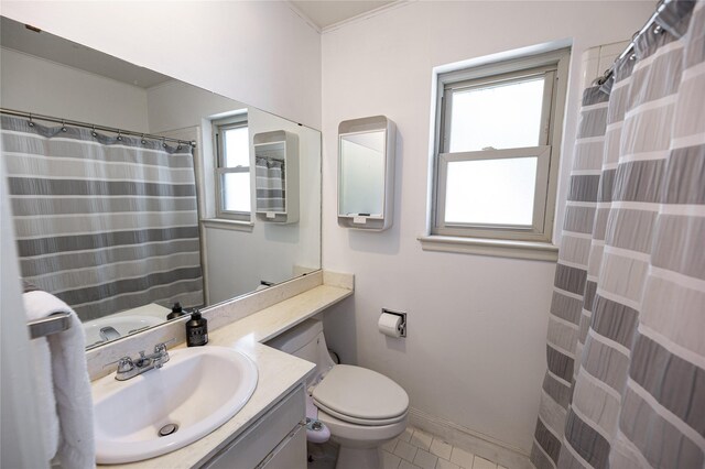 4458 Cardiff Ave, Fort Worth, TX 76133 - full bathroom with vanity, toilet, tile patterned flooring, and baseboards