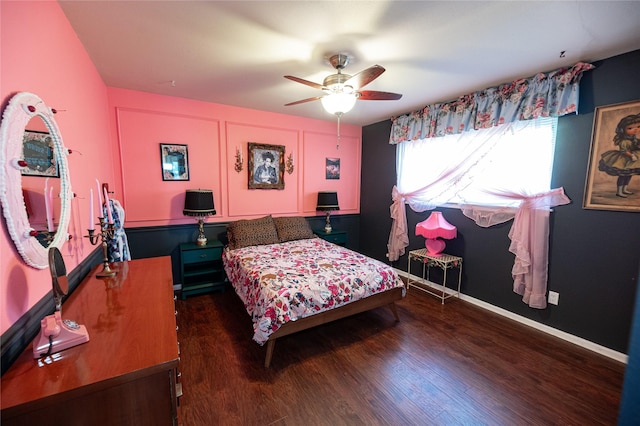 4458 Cardiff Ave, Fort Worth, TX 76133 - bedroom with wood finished floors, a ceiling fan, and baseboards