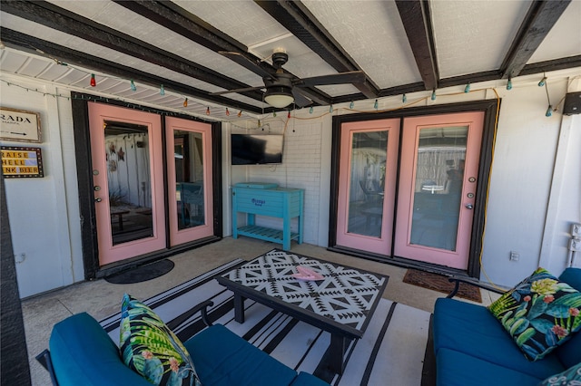 4458 Cardiff Ave, Fort Worth, TX 76133 - view of patio with french doors and a ceiling fan