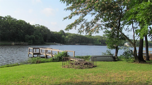150 County Road 1699, Alba, TX 75410 - dock with a water view, a lawn, and a wooded view