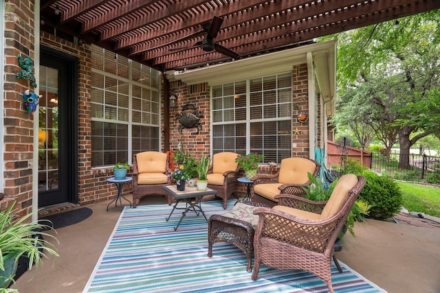 1869 Rio Blanco Dr, Frisco, TX 75033 - view of patio / terrace featuring ceiling fan and a pergola