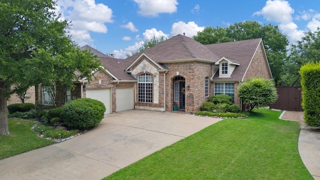 1869 Rio Blanco Dr, Frisco, TX 75033 - view of front of home featuring brick siding, an attached garage, driveway, and roof with shingles