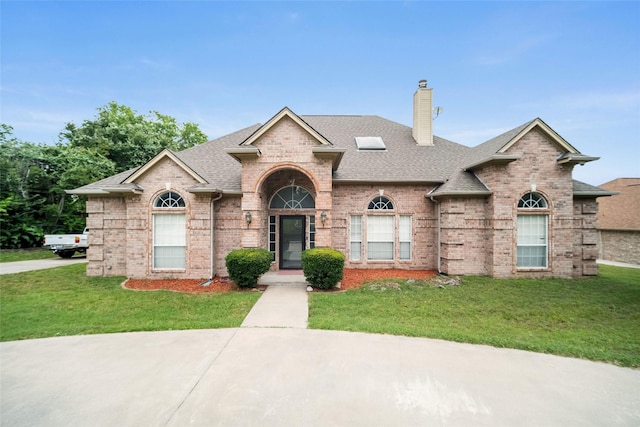 12020 Younger Ct, Azle, TX 76020 - french country inspired facade with brick siding and a front lawn