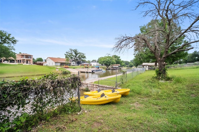 12020 Younger Ct, Azle, TX 76020 - view of green lawn with a water view and a dock