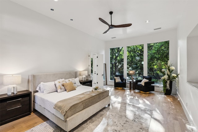 6617 Shady Creek Cir, Plano, TX 75024 - bedroom featuring light wood-style flooring, recessed lighting, and a ceiling fan