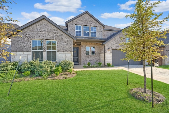 108 Laverna Ln, Hickory Creek, TX 75065 - view of front facade with driveway, a front yard, and brick siding