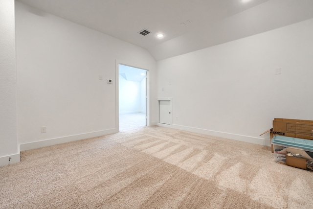 108 Laverna Ln, Hickory Creek, TX 75065 - unfurnished room with carpet flooring, lofted ceiling, and baseboards