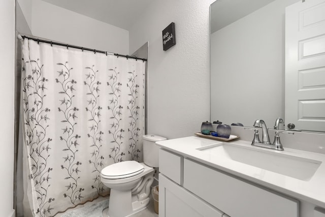 108 Laverna Ln, Hickory Creek, TX 75065 - bathroom with vanity, toilet, and curtained shower