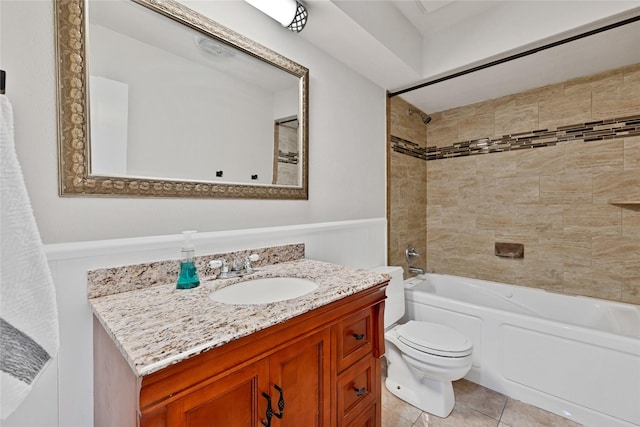 1603 Versailles Dr, Richardson, TX 75081 - full bathroom featuring vanity, toilet,  shower combination, and tile patterned flooring