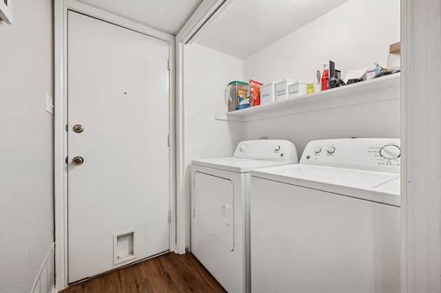 223 Mccarley Pl, Mckinney, TX 75071 - laundry area featuring washer and dryer and dark wood-type flooring
