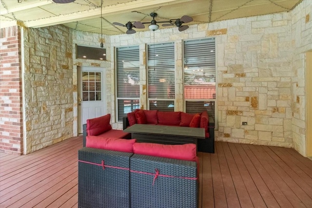 810 W Lonesome Dove Trl, Arlington, TX 76001 - wooden terrace with ceiling fan and an outdoor hangout area
