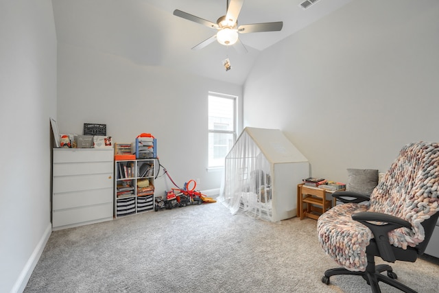 1733 Ann St, Celina, TX 75009 - sitting room with carpet, lofted ceiling, ceiling fan, and baseboards