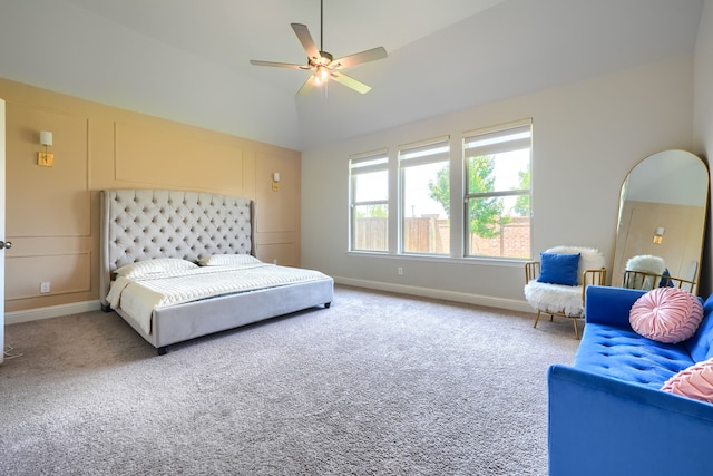 1733 Ann St, Celina, TX 75009 - carpeted bedroom with vaulted ceiling, baseboards, and ceiling fan