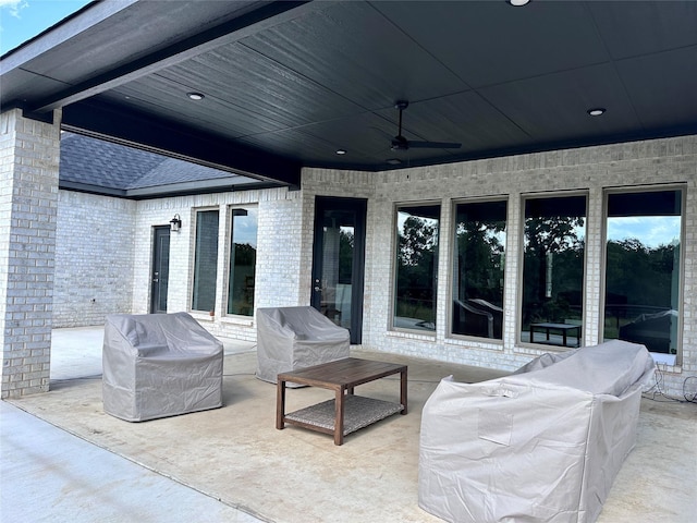 180 Cant Miss, Gordon, TX 76453 - view of patio with ceiling fan, outdoor lounge area, and area for grilling