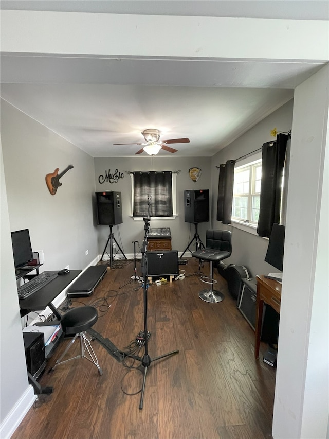 2620 County Road 1102, Grandview, TX 76050 - office area featuring wood finished floors, a ceiling fan, and baseboards