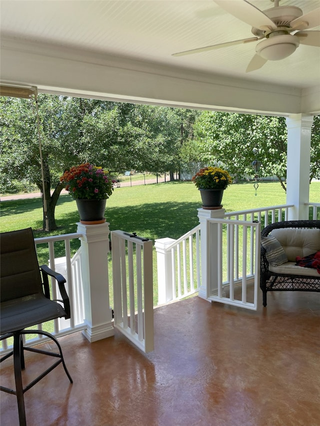 2620 County Road 1102, Grandview, TX 76050 - porch featuring ceiling fan and a lawn
