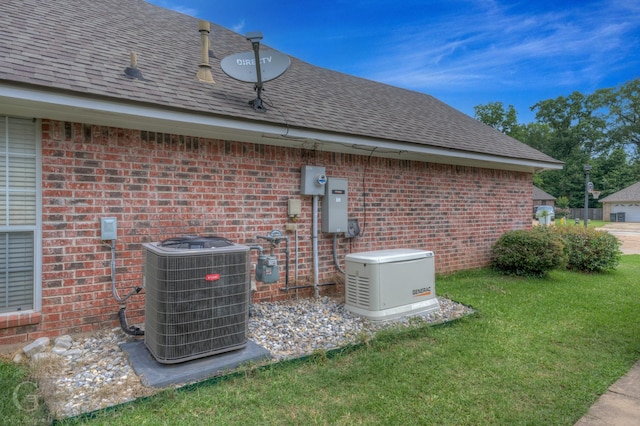 4002 Wilderness Ln, Bossier City, LA 71111 - exterior view of a power unit, cooling unit, brick siding, and a shingled roof