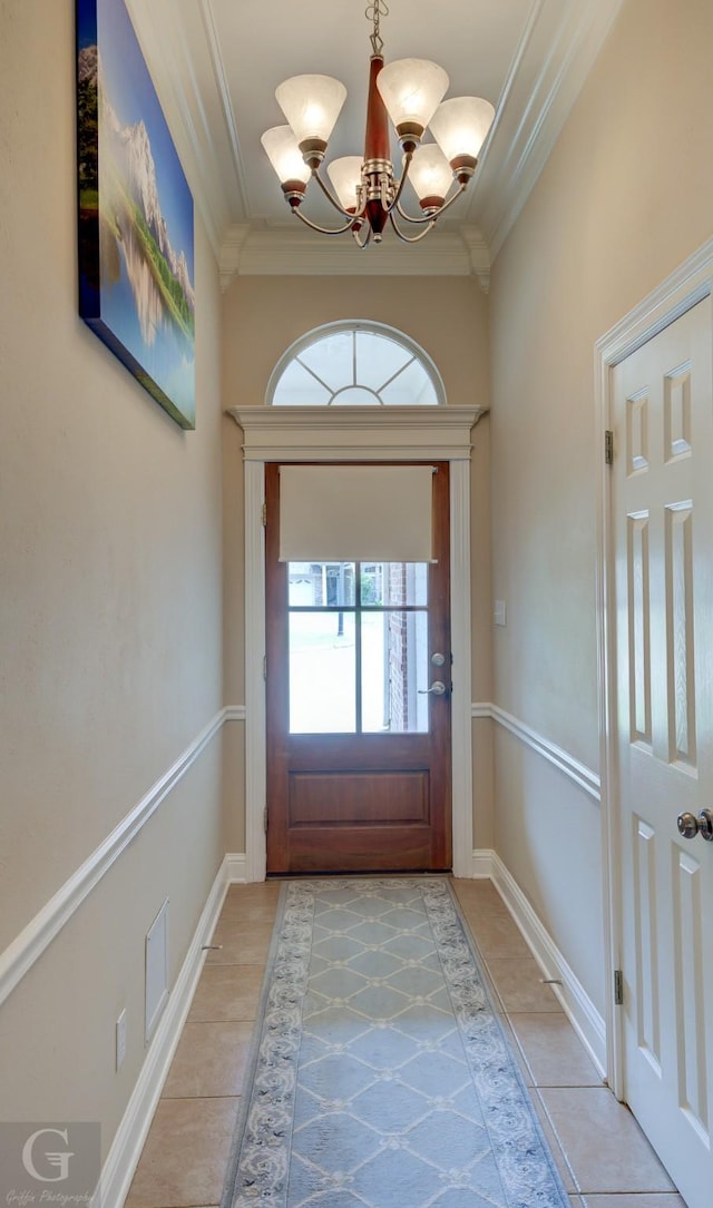4002 Wilderness Ln, Bossier City, LA 71111 - foyer featuring ornamental molding, a chandelier, and light tile patterned floors