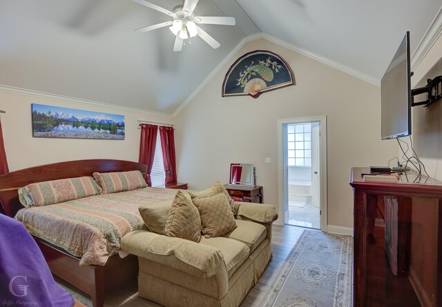 4002 Wilderness Ln, Bossier City, LA 71111 - bedroom with wood finished floors, lofted ceiling, and a ceiling fan