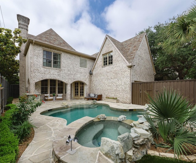 2900 Amherst Ave, University Park, TX 75225 - view of pool featuring a patio area, a fenced backyard, and a pool with connected hot tub