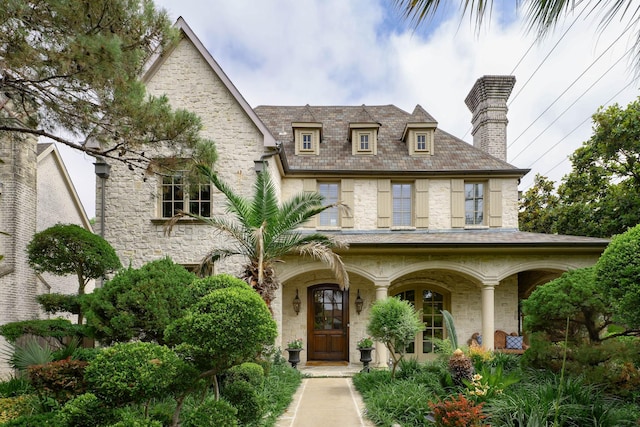 2900 Amherst Ave, University Park, TX 75225 - view of front of property featuring stone siding, a high end roof, and covered porch