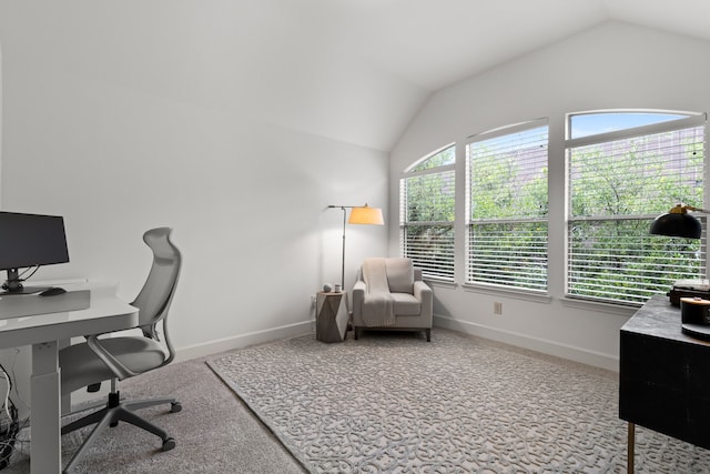 2408 Wild Cherry Way, Dallas, TX 75206 - office space with lofted ceiling, carpet floors, and baseboards