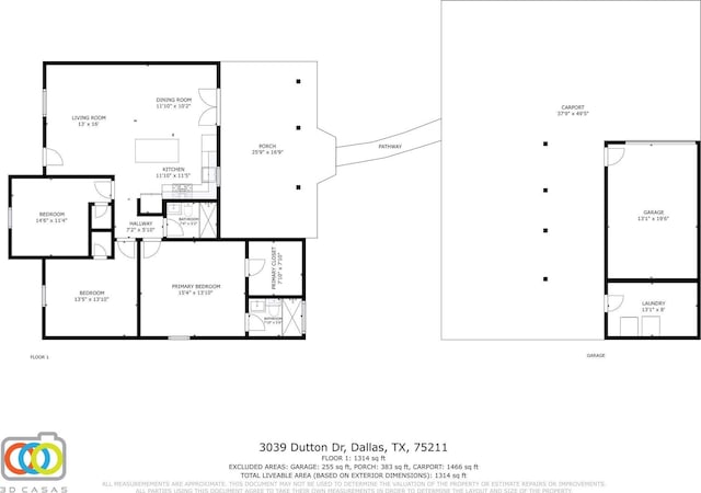 3039 Dutton Dr, Dallas, TX 75211 - property floor plan