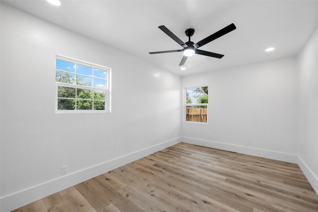 4100 N 30th St, Waco, TX 76708 - spare room featuring baseboards, recessed lighting, light wood-style flooring, and a ceiling fan