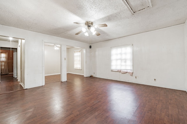 4722 Cowan Ave, Dallas, TX 75209 - empty room with a ceiling fan, a textured ceiling, and wood finished floors