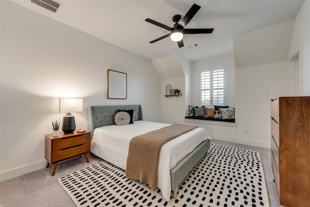 12104 Fairway Meadows Dr, Fort Worth, TX 76179 - carpeted bedroom with vaulted ceiling and a ceiling fan