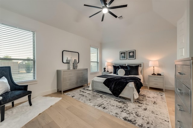12104 Fairway Meadows Dr, Fort Worth, TX 76179 - bedroom with wood finished floors, lofted ceiling, and ceiling fan