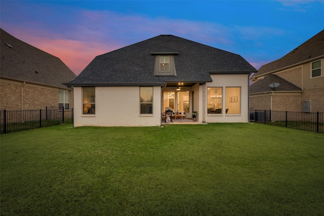 12104 Fairway Meadows Dr, Fort Worth, TX 76179 - back of house with brick siding, a shingled roof, a fenced backyard, and a patio area
