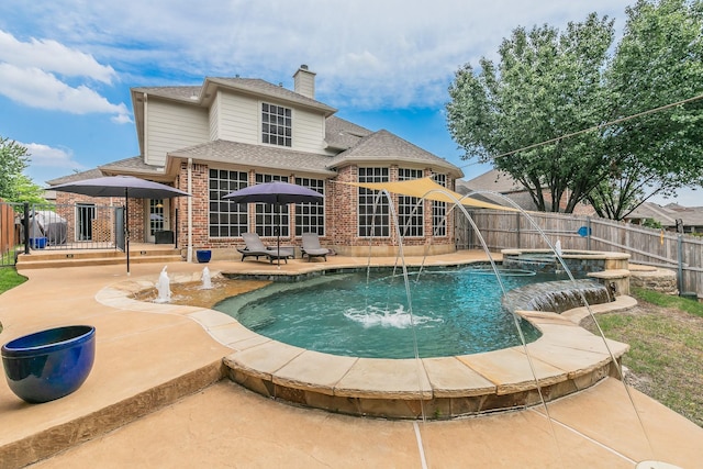 4757 Van Zandt Dr, Fort Worth, TX 76244 - view of swimming pool with a fenced backyard, a patio, and a pool with connected hot tub