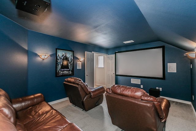 4757 Van Zandt Dr, Fort Worth, TX 76244 - cinema room with carpet flooring, baseboards, and vaulted ceiling