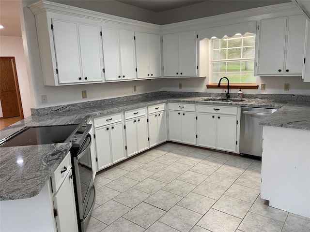 21992 Fm 226, Etoile, TX 75944 - kitchen featuring dishwasher, a sink, electric range oven, and white cabinetry