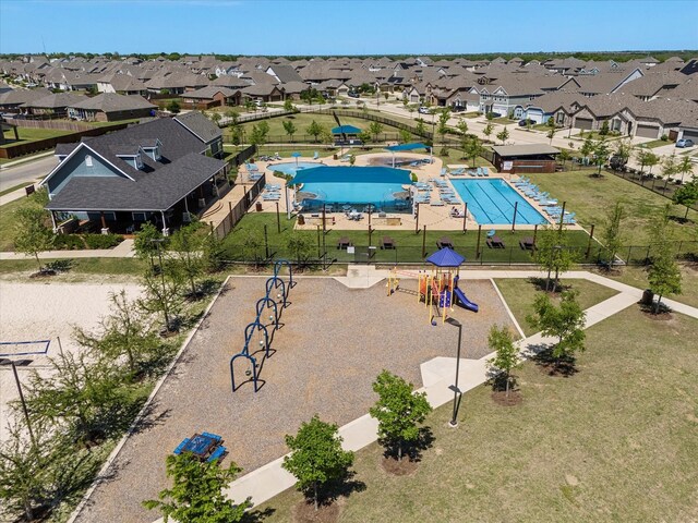 6122 Gully Grove Dr, Royse City, TX 75189 - aerial perspective of suburban area featuring a pool