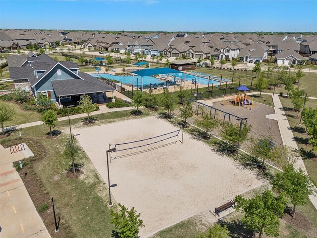 6122 Gully Grove Dr, Royse City, TX 75189 - aerial perspective of suburban area featuring a pool