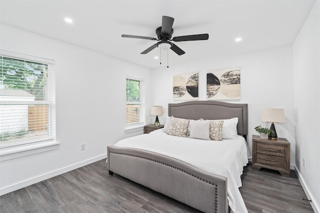 214 Betty Dr, Richardson, TX 75081 - bedroom with wood finished floors, recessed lighting, a ceiling fan, and baseboards