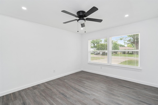 214 Betty Dr, Richardson, TX 75081 - unfurnished room with dark wood finished floors, recessed lighting, baseboards, and a ceiling fan