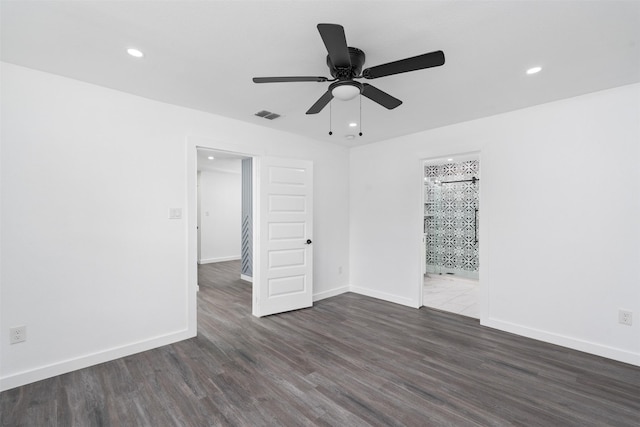 214 Betty Dr, Richardson, TX 75081 - spare room with a ceiling fan, dark wood-type flooring, recessed lighting, and baseboards