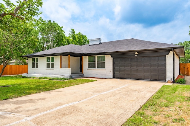 214 Betty Dr, Richardson, TX 75081 - ranch-style house with brick siding, concrete driveway, an attached garage, and a shingled roof