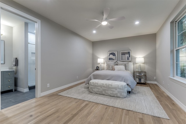 11207 Dwarfs Cir, Dallas, TX 75229 - bedroom featuring wood finished floors, recessed lighting, and a ceiling fan