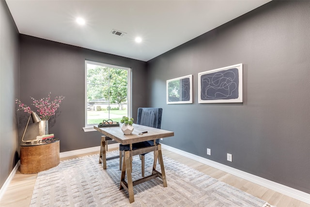 11207 Dwarfs Cir, Dallas, TX 75229 - office area featuring light wood-style floors and recessed lighting
