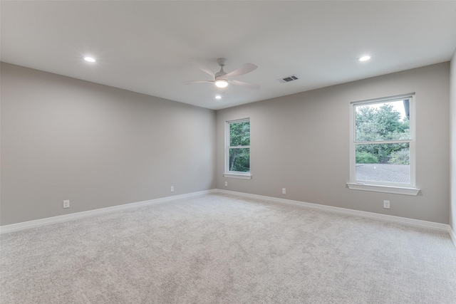 11207 Dwarfs Cir, Dallas, TX 75229 - empty room with a ceiling fan, recessed lighting, light colored carpet, and baseboards